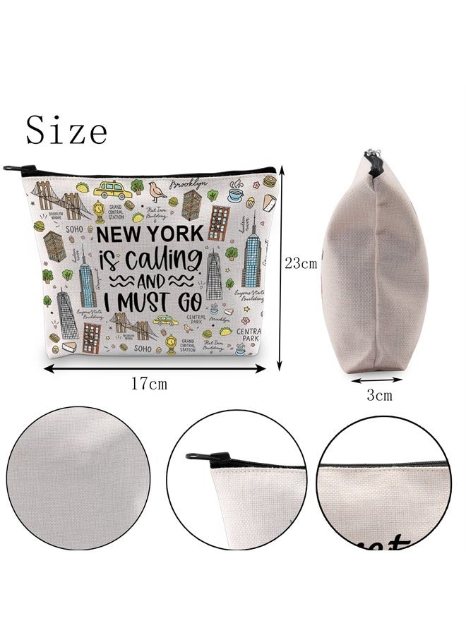 NYC Gift New York is Calling and I Must Go Cosmetic Bag Traveling Gift New York Vacation Gift (New York is Calling Cosmetic Bag)