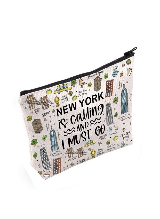 NYC Gift New York is Calling and I Must Go Cosmetic Bag Traveling Gift New York Vacation Gift (New York is Calling Cosmetic Bag)