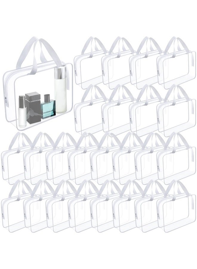 24 Pcs Large Clear Cosmetic Bags Clear Makeup Bags Large Travel Makeup Organizer Waterproof Tote Bags Storage Purse Bulk Toiletry Pouches for Toiletries (White)