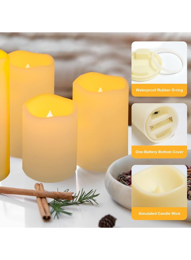 Flameless Candles With Remote Single Battery Led Candles With 10-Key Remotes For Home Wedding Decor Waterproof Outdoor Indoor Candles Plastic Ivory Pack