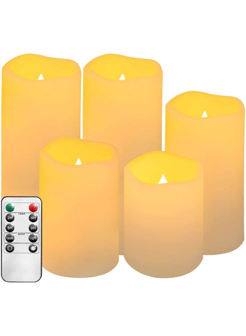 Flameless Candles With Remote Single Battery Led Candles With 10-Key Remotes For Home Wedding Decor Waterproof Outdoor Indoor Candles Plastic Ivory Pack