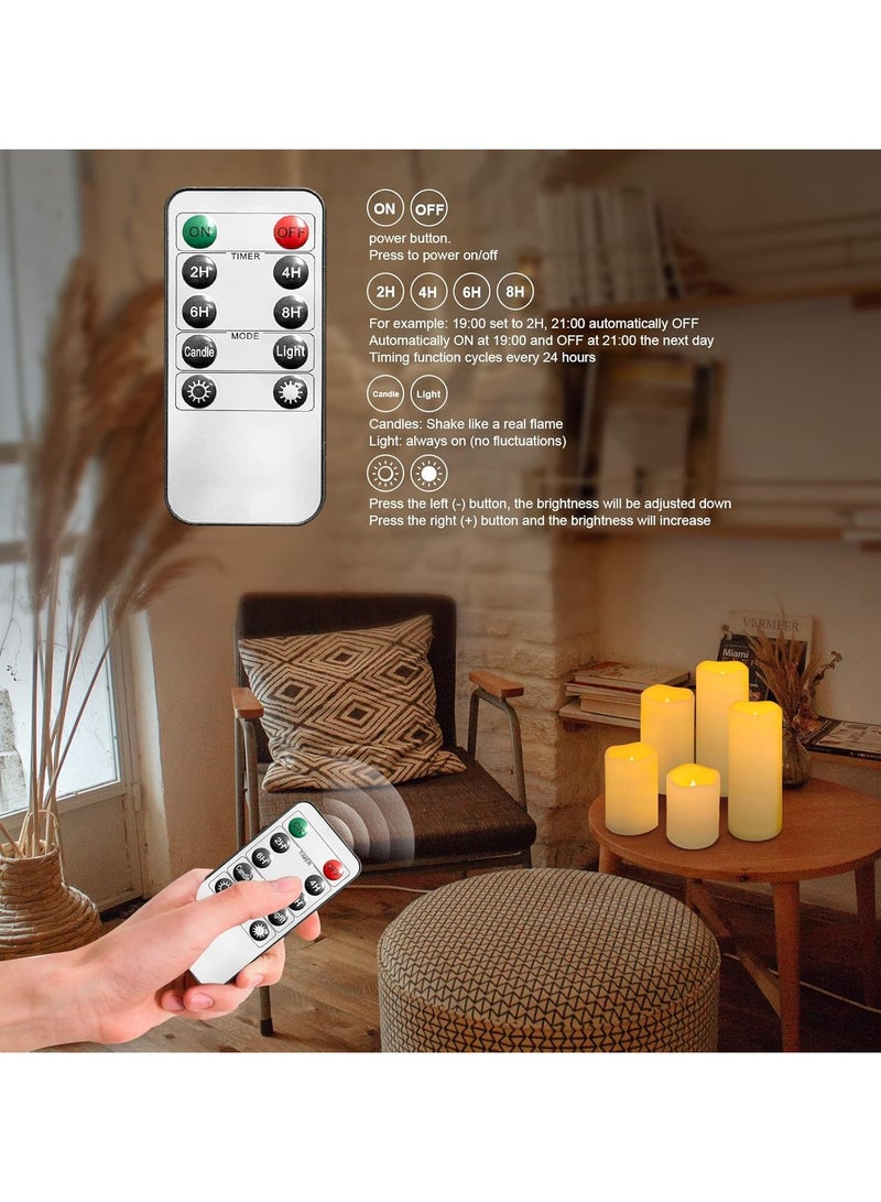 Flameless Candles With Remote Single Battery Led Candles With 10-Key Remotes For Home Wedding Decor Waterproof Outdoor Indoor Candles Plastic Ivory Pack