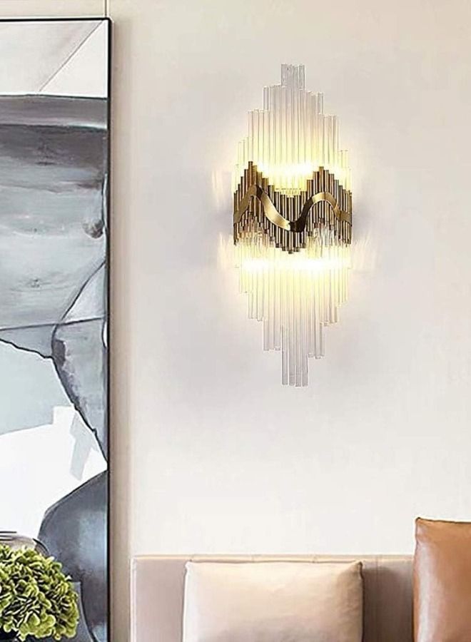 Modern Crystal Wall Lamp Gold for Living Room, Bedroom, Entryway, Hallway