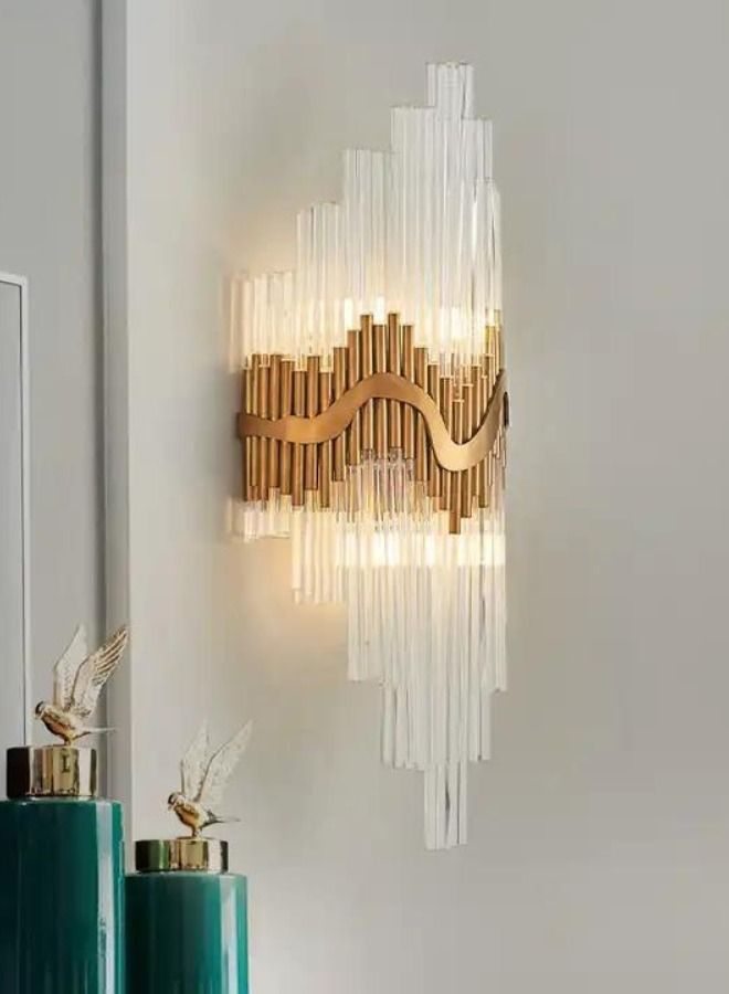 Modern Crystal Wall Lamp Gold for Living Room, Bedroom, Entryway, Hallway