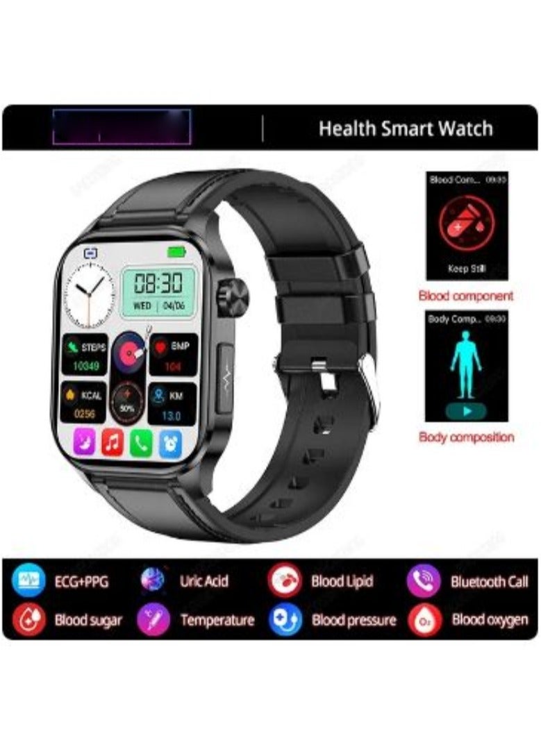 2024 New Blood Lipids Uric Acid Blood Glucose Smart Watch ECG+PPG+HRV Heart Rate Blood Body Composition Bluetooth Call Smartwatch