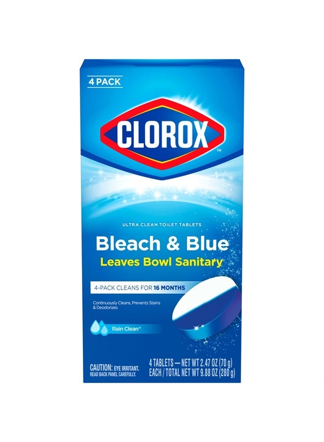 Ultra Clean Toilet Tablets Bleach & Blue, Rain Clean, 4 Ct (Package May Vary)