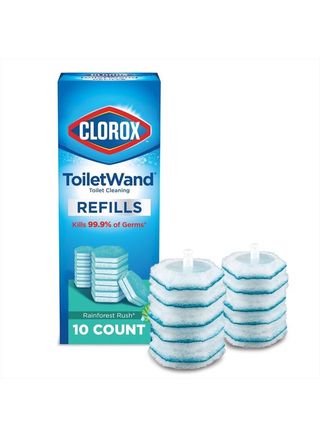 ToiletWand, Disinfecting Wand Refill Heads - Rainforest Rush, 10 Count (Package May Vary)