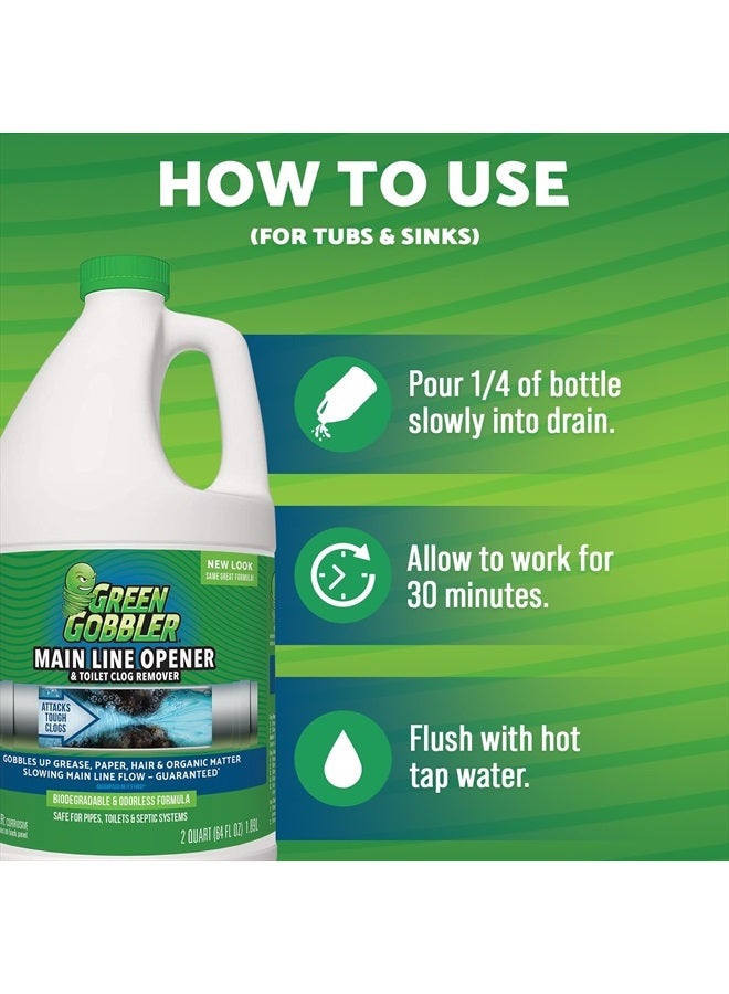 Ultimate Main Drain Opener | Drain cleaner Hair Clog Remover | Works On Main Lines, Sinks, Tubs, Toilets, Showers, Kitchen Sinks | 64 fl. oz.