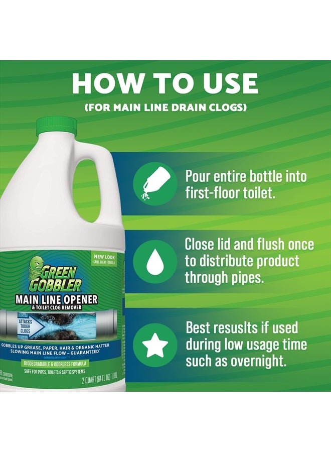 Ultimate Main Drain Opener | Drain cleaner Hair Clog Remover | Works On Main Lines, Sinks, Tubs, Toilets, Showers, Kitchen Sinks | 64 fl. oz.