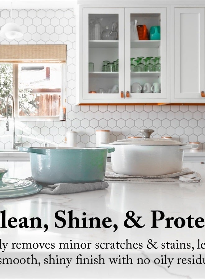Marble & Granite Polish Carnauba Wax Countertop Cleaner for Scratches & Stains on Kitchen Island, Stone Surfaces, Sealer & Protectant, 8 oz