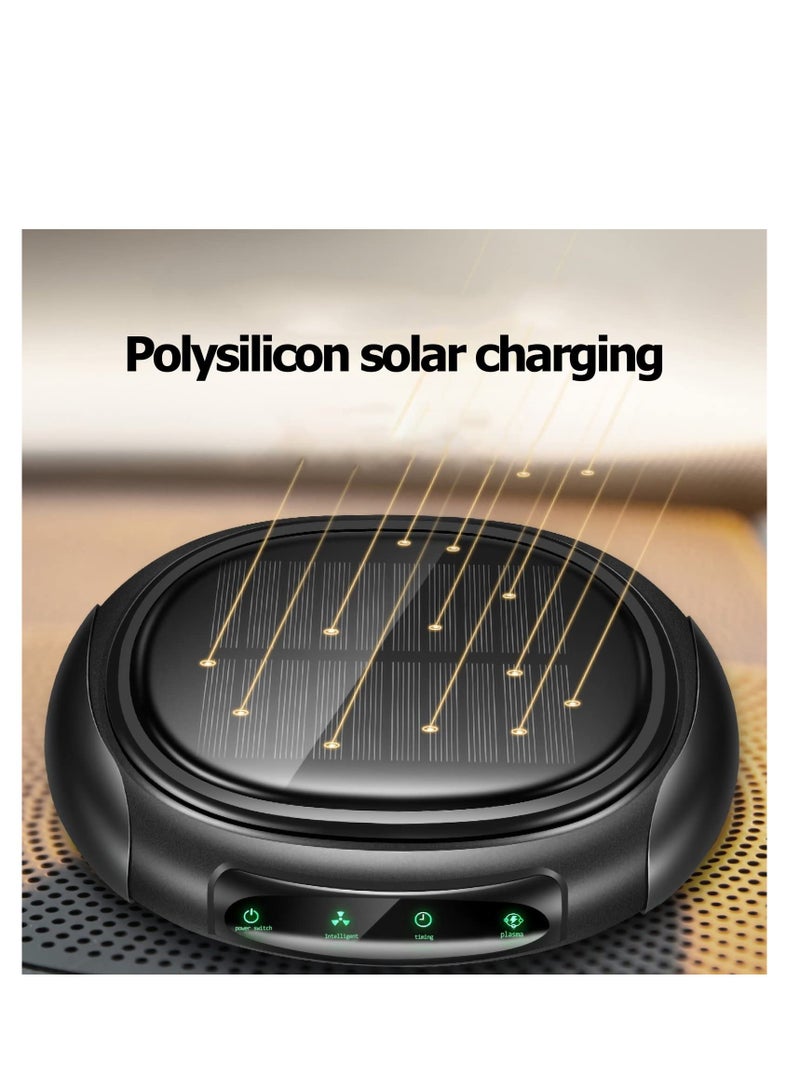 Portable Car Air Purifier with Negative Ion Technology for Smokers and Small Spaces, Quiet Operation with Solar and USB Charging