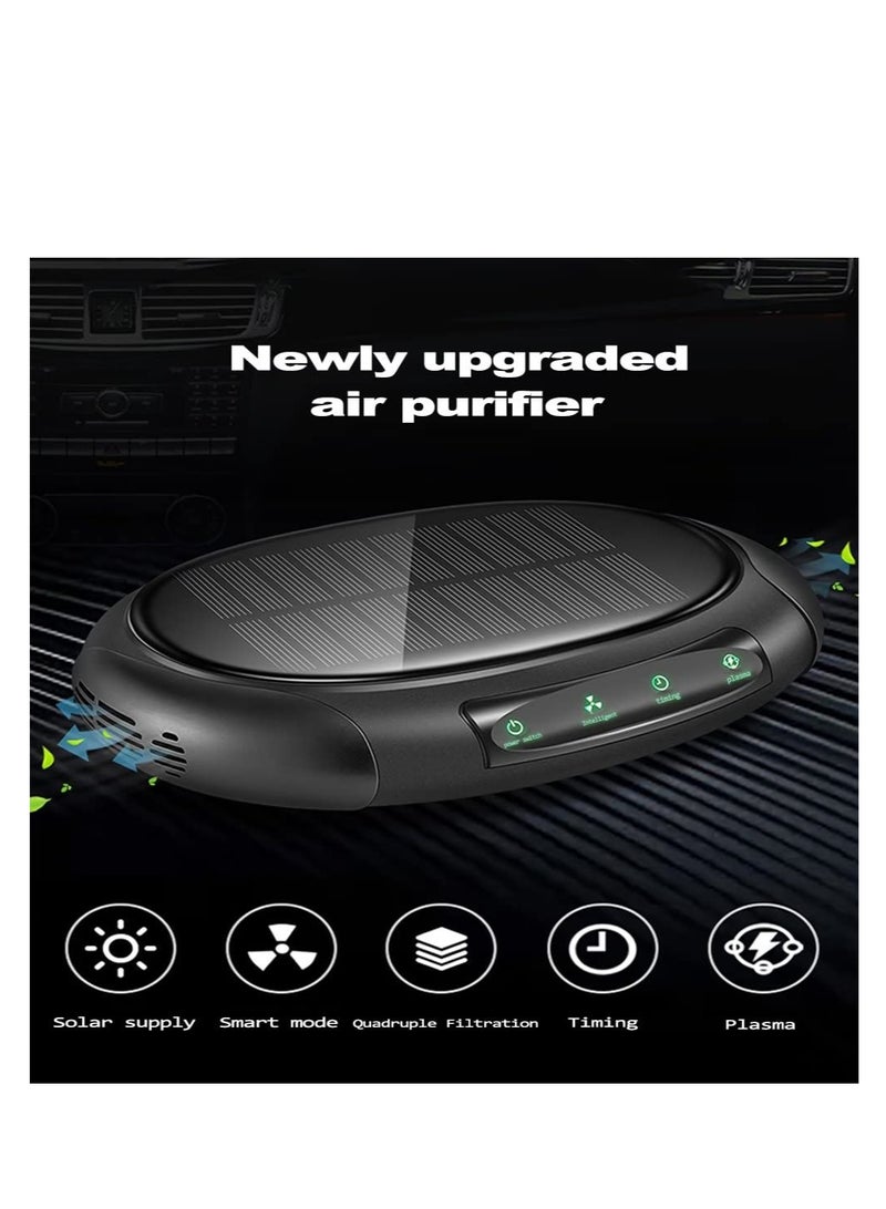 Portable Car Air Purifier with Negative Ion Technology for Smokers and Small Spaces, Quiet Operation with Solar and USB Charging