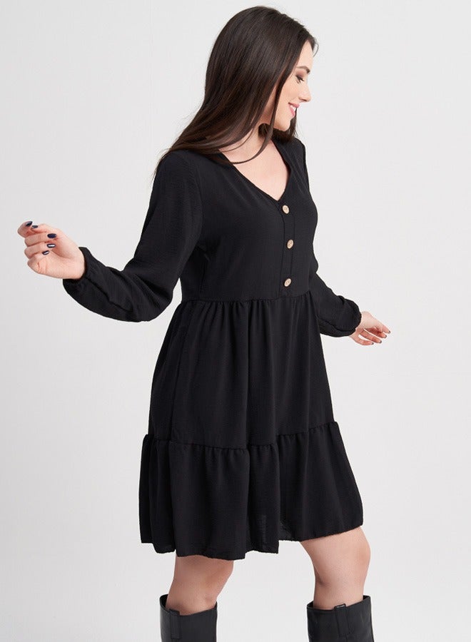 Black Button-Down Maxi Dress