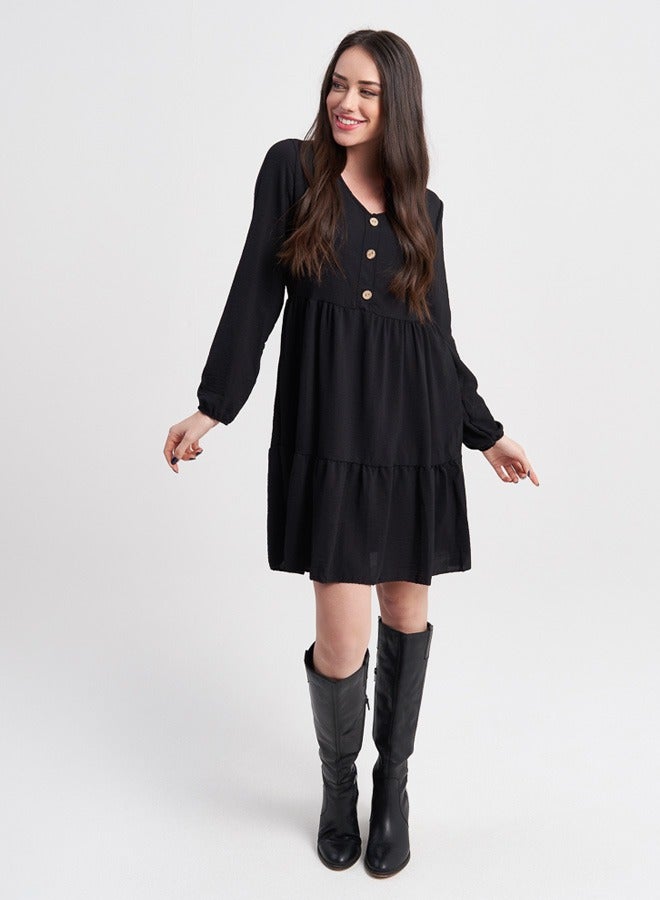 Black Button-Down Maxi Dress