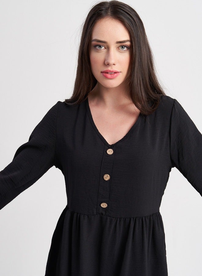 Black Button-Down Maxi Dress
