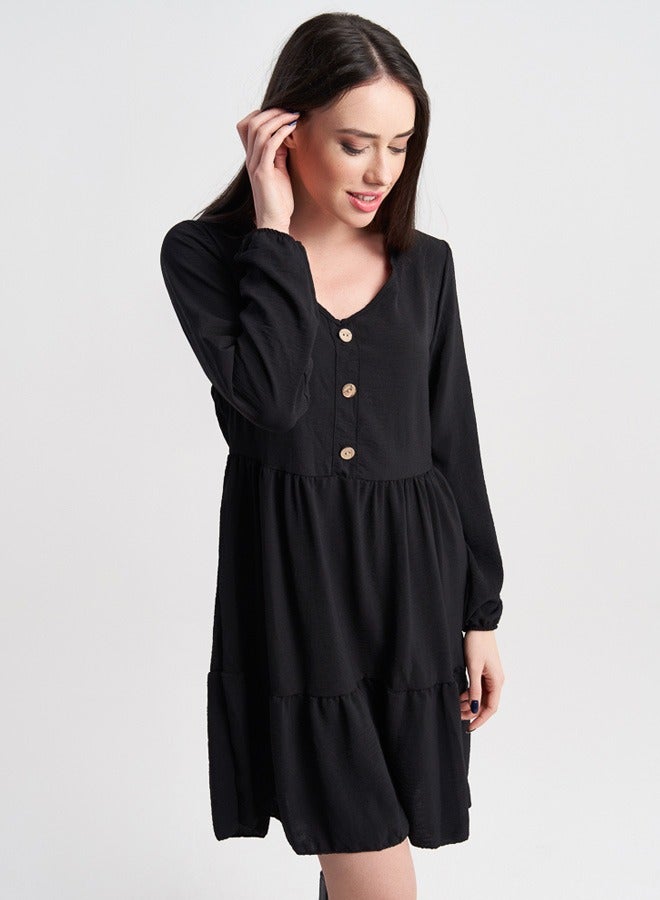Black Button-Down Maxi Dress