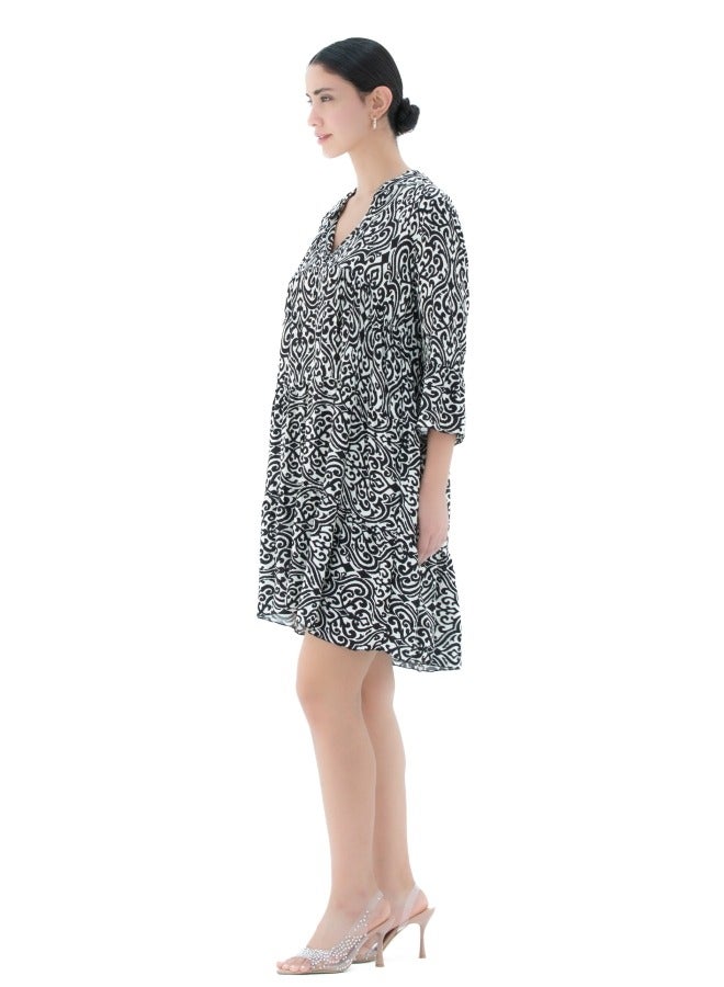 Black and White Patterned Dress