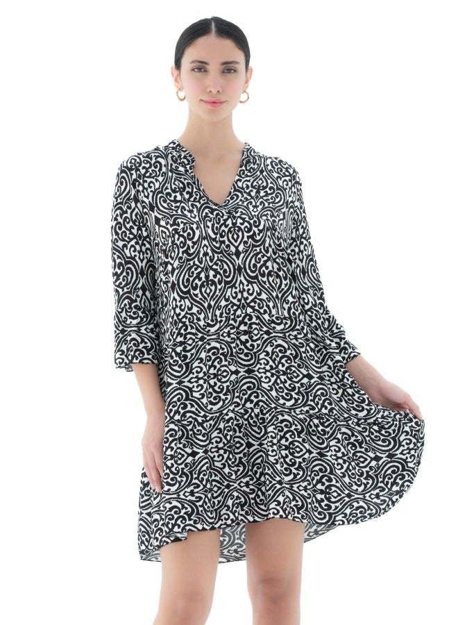 Black and White Patterned Dress