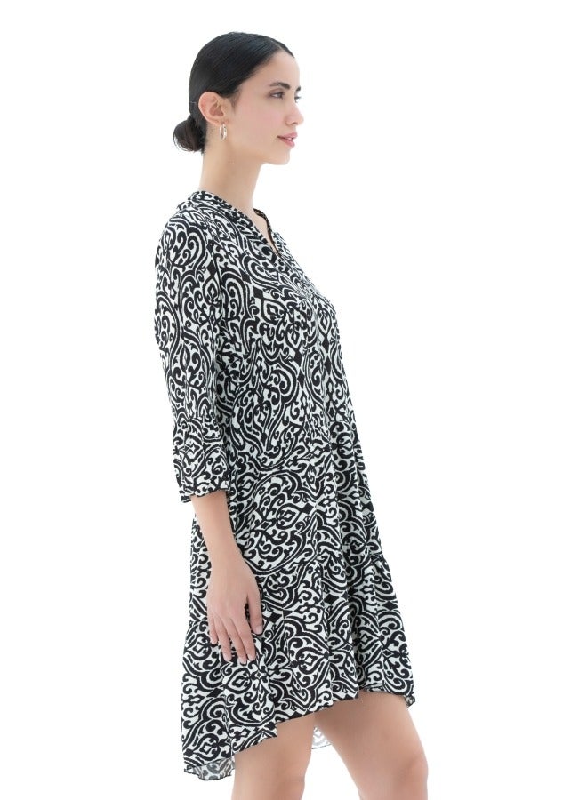 Black and White Patterned Dress