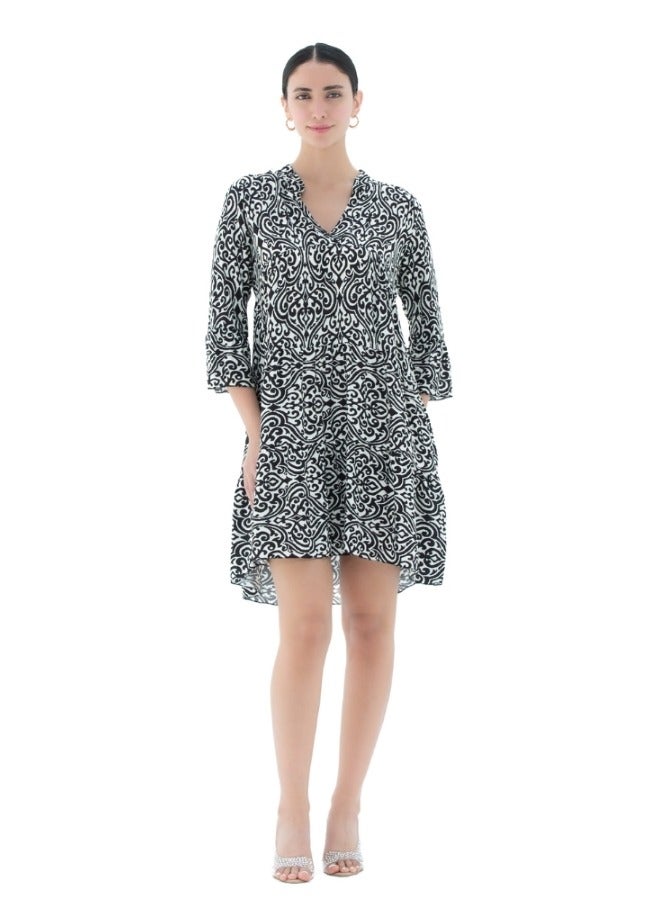 Black and White Patterned Dress