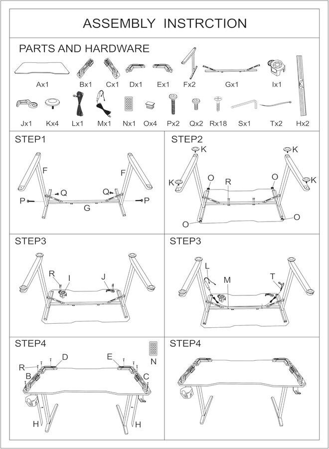 Gaming Desk,Ergonomic Computer and Gaming Table Z Shaped for Pc, Workstation, Home, Office with LED Lights Carbon Fiber Surface,Cup Holder and Headphone Hook,120×60×75cm