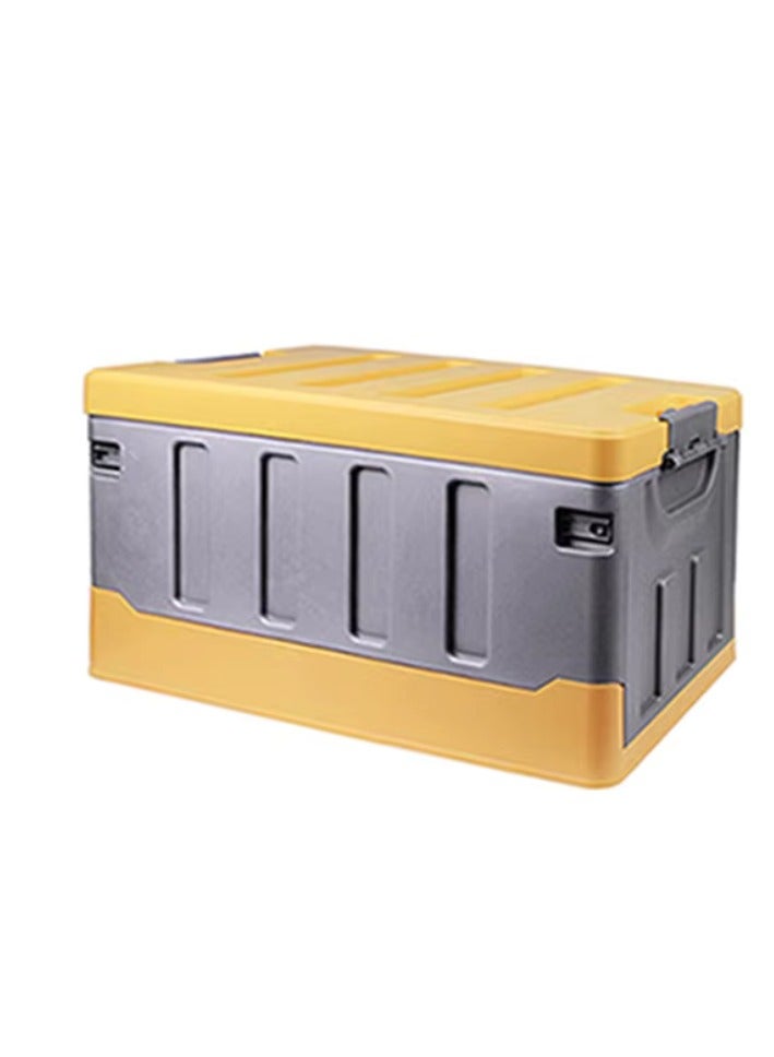 Outdoor Camping Foldable Storage Box with Flat Lid 60L, Large Capacity (Yellow & Grey)