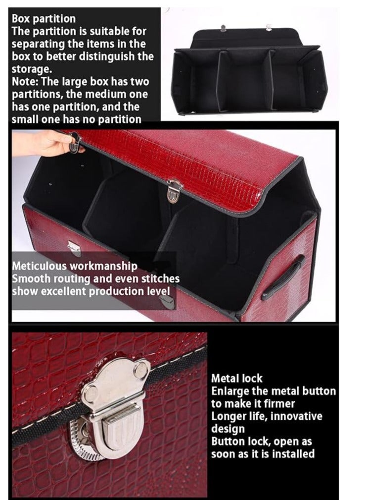 Outdoor Foldable Car Trunk Storage Box Wine Red, Car Storage Box, Thick Leather Storage Box Storage Box, Foldable