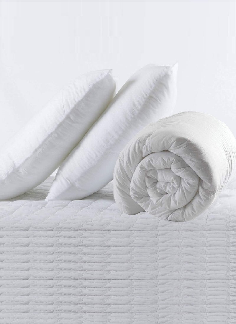 Double Duvet Insert Plain White 240 X 260Cm With 2 Pieces Pillow