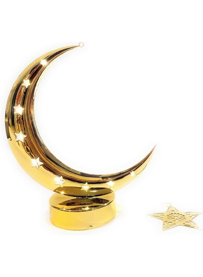 MOONCEE Gold Metal Table Centrepiece - Crescent Moon & Hanging Star