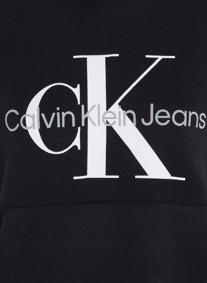 Calvin Klein Jeans Women's Hoody - Long Sleeves - Sportswear - Cotton Sweatshirt, Black