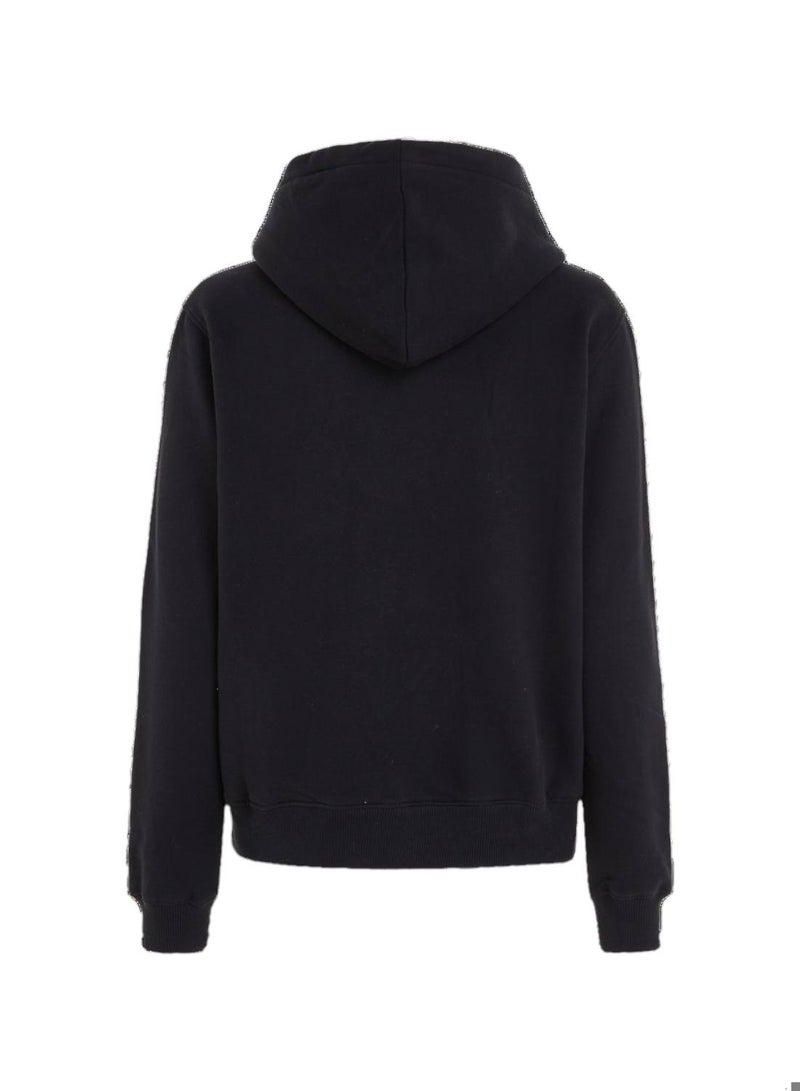 Calvin Klein Jeans Women's Hoody - Long Sleeves - Sportswear - Cotton Sweatshirt, Black