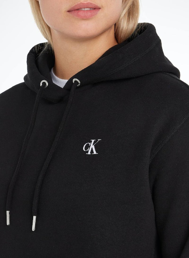 Women's Fleece Hoodie - Cotton Blend, Black