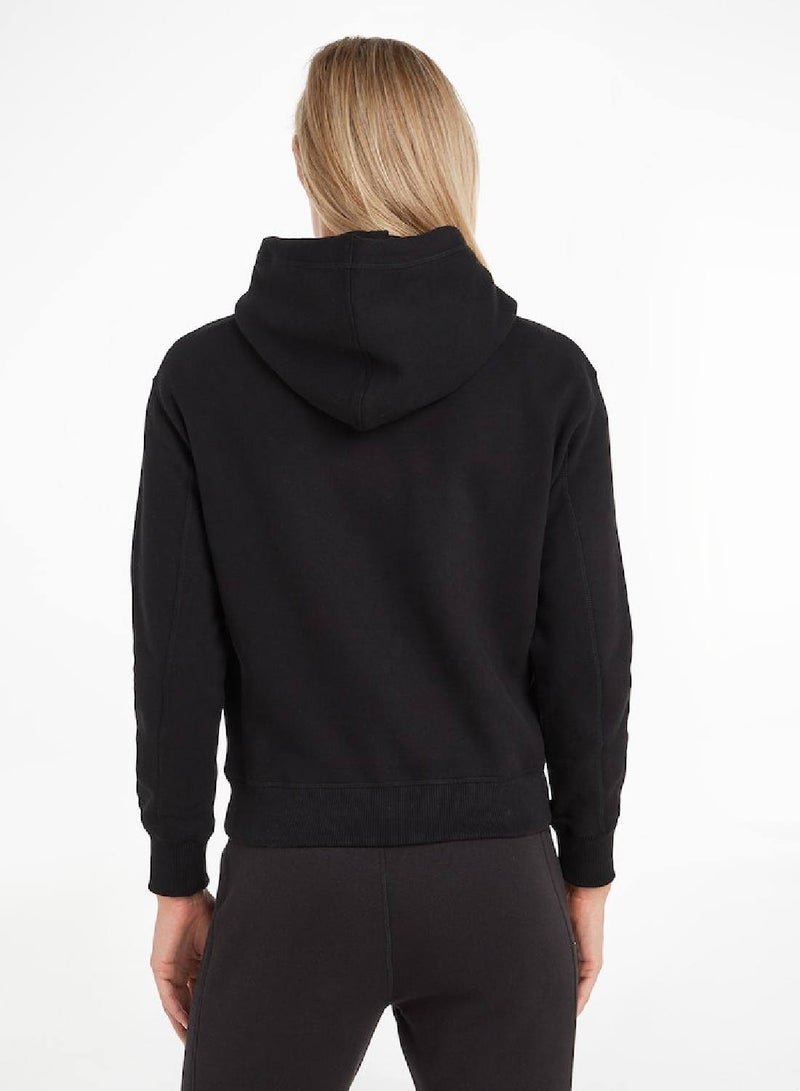 Women's Fleece Hoodie - Cotton Blend, Black