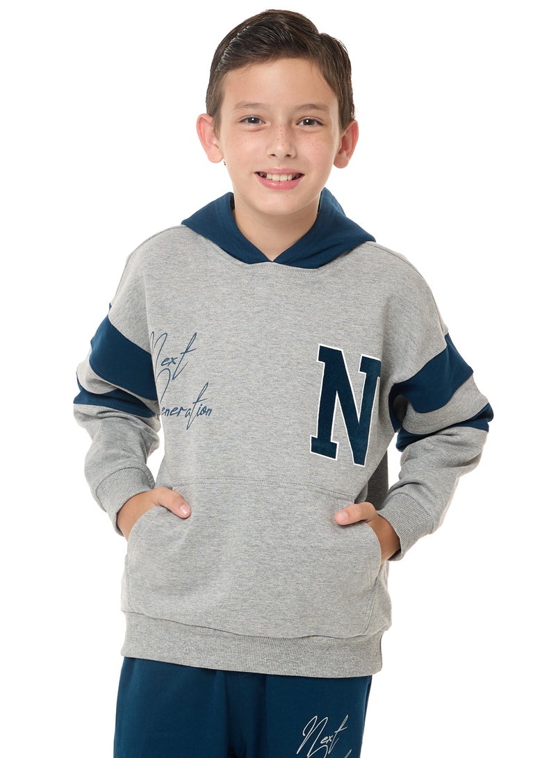 Boys' 2-Piece Hoodie and Jogger Set (8-14 yrs) Grey Mil-Navy