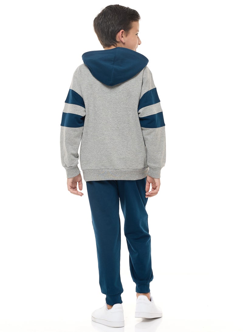 Boys' 2-Piece Hoodie and Jogger Set (8-14 yrs) Grey Mil-Navy