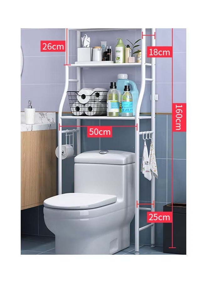 2 Shelf Towel Storage Rack Organizer Over The Toilet Bathroom Space Saver White 65 X 25 X 160cm