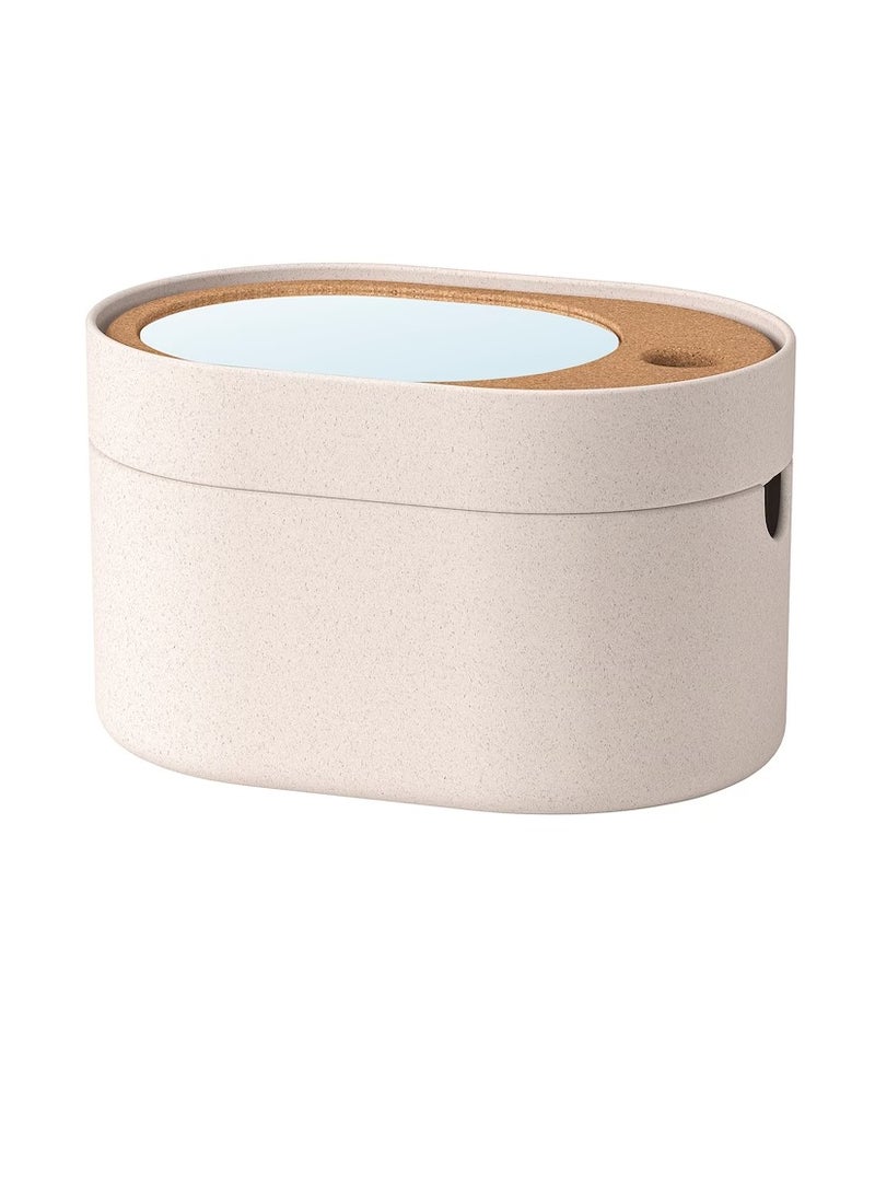 Storage box with mirror lid, plastic cork24x17 cm