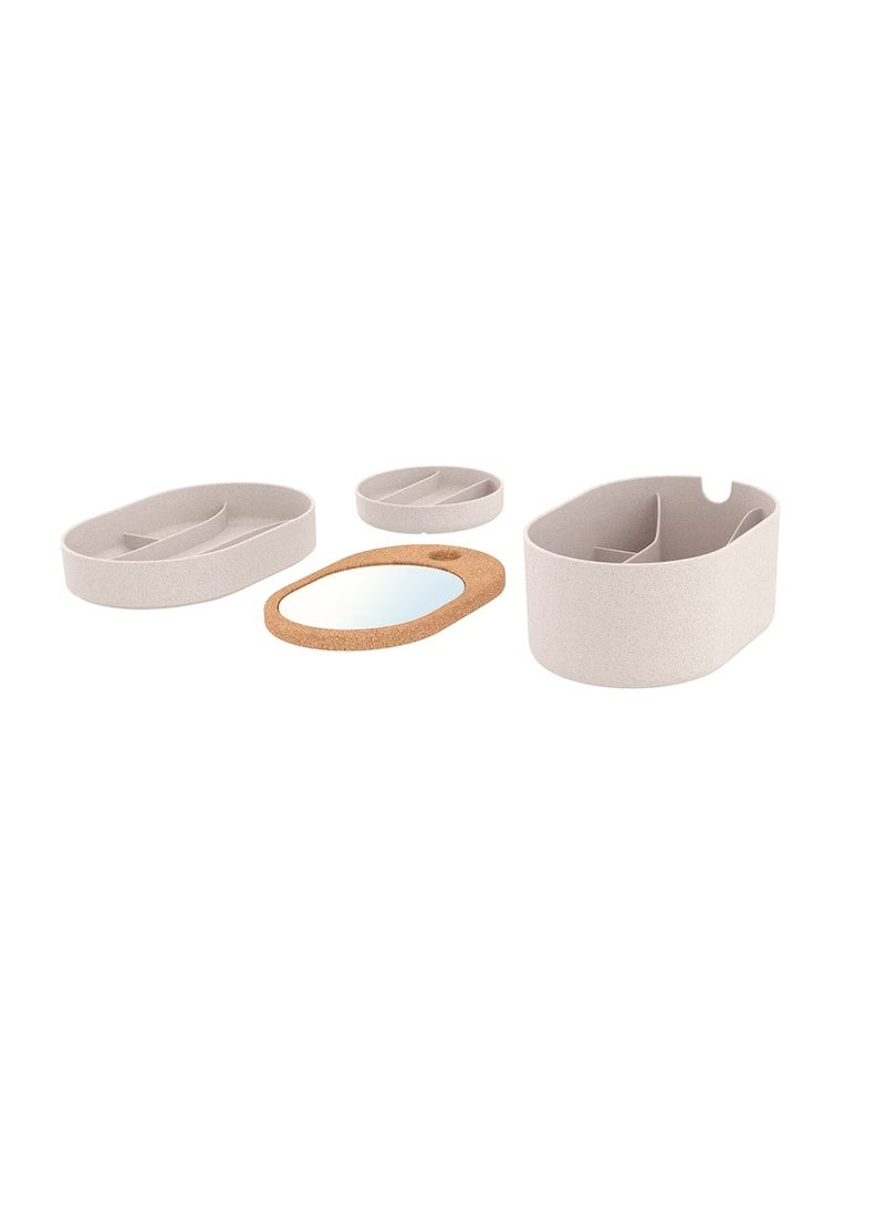 Storage box with mirror lid, plastic cork24x17 cm