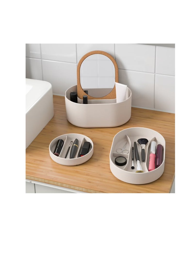Storage box with mirror lid, plastic cork24x17 cm