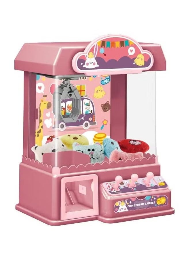 DIY Doll Machine for Kids, Mini Claw Machine, Electronic Arcade Game Indoor Toy with Music & Light Candy Grabber & Prize Dispenser Vending Machine for Home Party Birthday Gifts Cool Toys