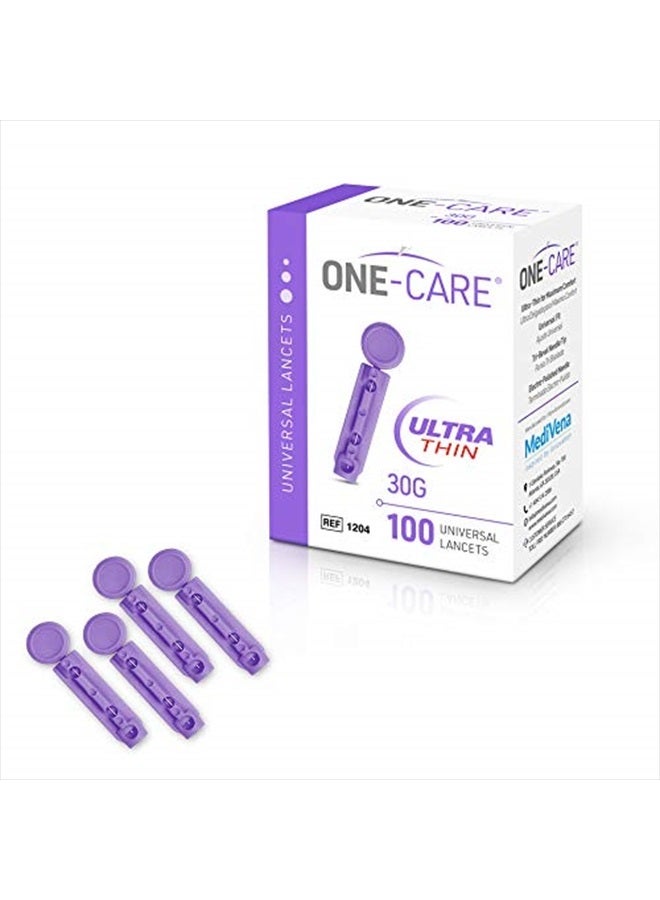 MediVena ONE-CARE Twist Top Lancets, Ultra-Thin 30G, Universal Fit, 100/bx, Sterile, Gentle for Comfortable Glucose Testing