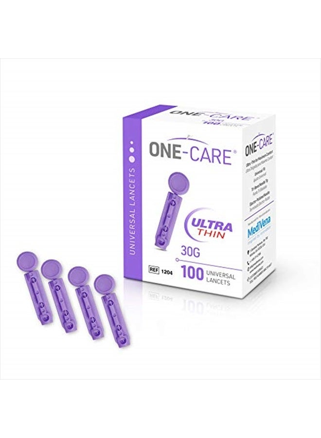 MediVena ONE-CARE Twist Top Lancets, Ultra-Thin 30G, Universal Fit, 100/bx, Sterile, Gentle for Comfortable Glucose Testing