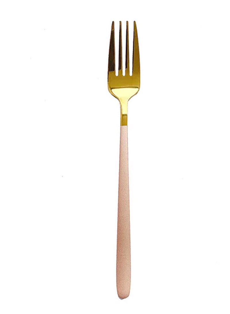 1-Piece Luxury Long Handle Fruit Salad Fork Pink Gold