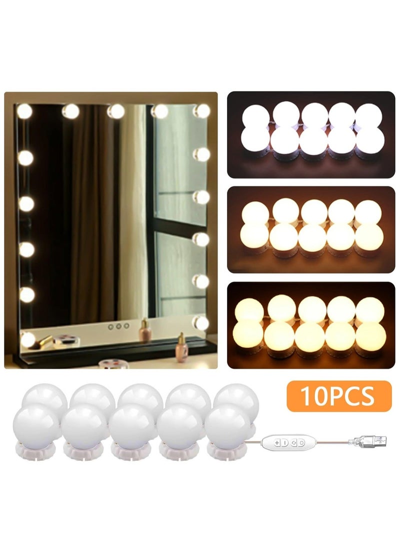 Vanity Lights Kits DIY, Makeup Lights with 10pcs Dimmable Bulbs, 3 Colour Modes with Touch Sensor Dimmer Switch for Dressing Table