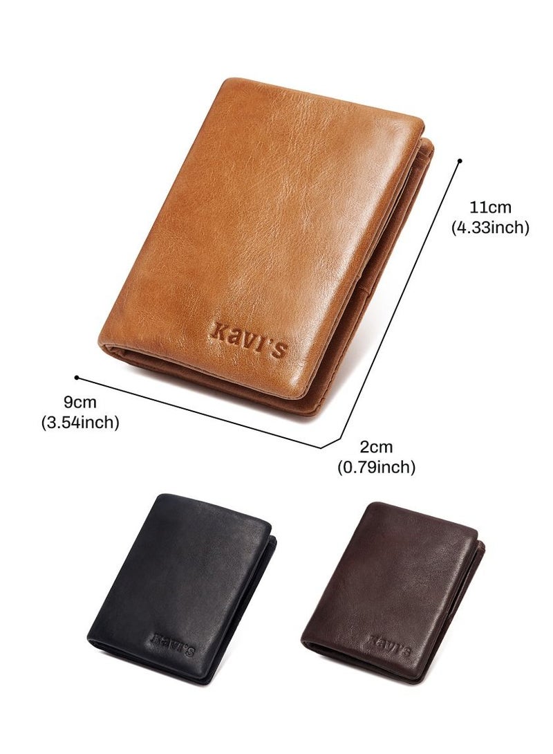 Mini Bifold Leather Wallet for Men Bown Colour