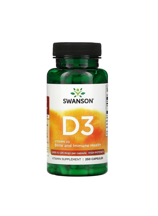 Vitamin D3, 1,000 IU, 250 Capsules