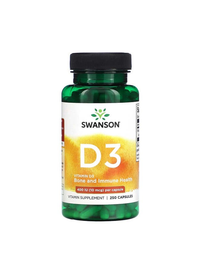 Vitamin D3, 400 IU (10 mcg), 250 Capsules