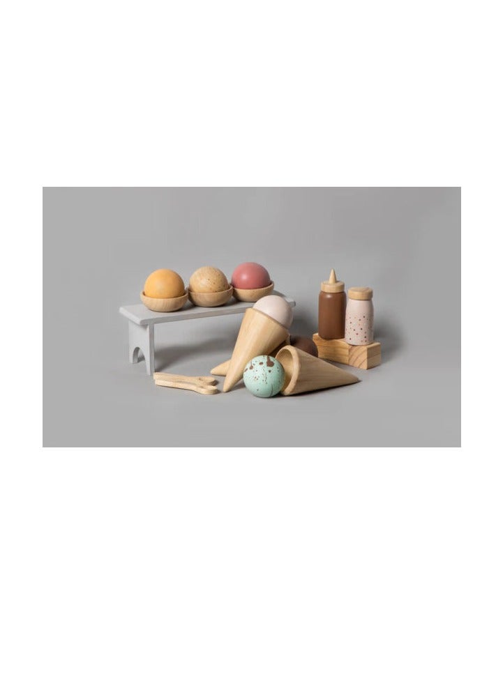 Wooden Ice Cream Toy Set Organic Wood Ice Cream Toy Set Eco-Friendly Pretend Playset For Sustainable Fun For Your Young ones