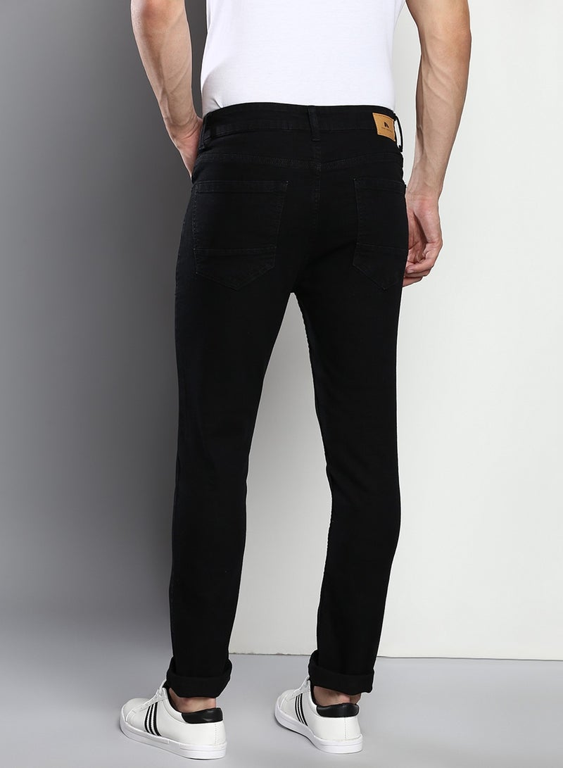 Men's Black Slim Fit Mid Rise Denim Jeans