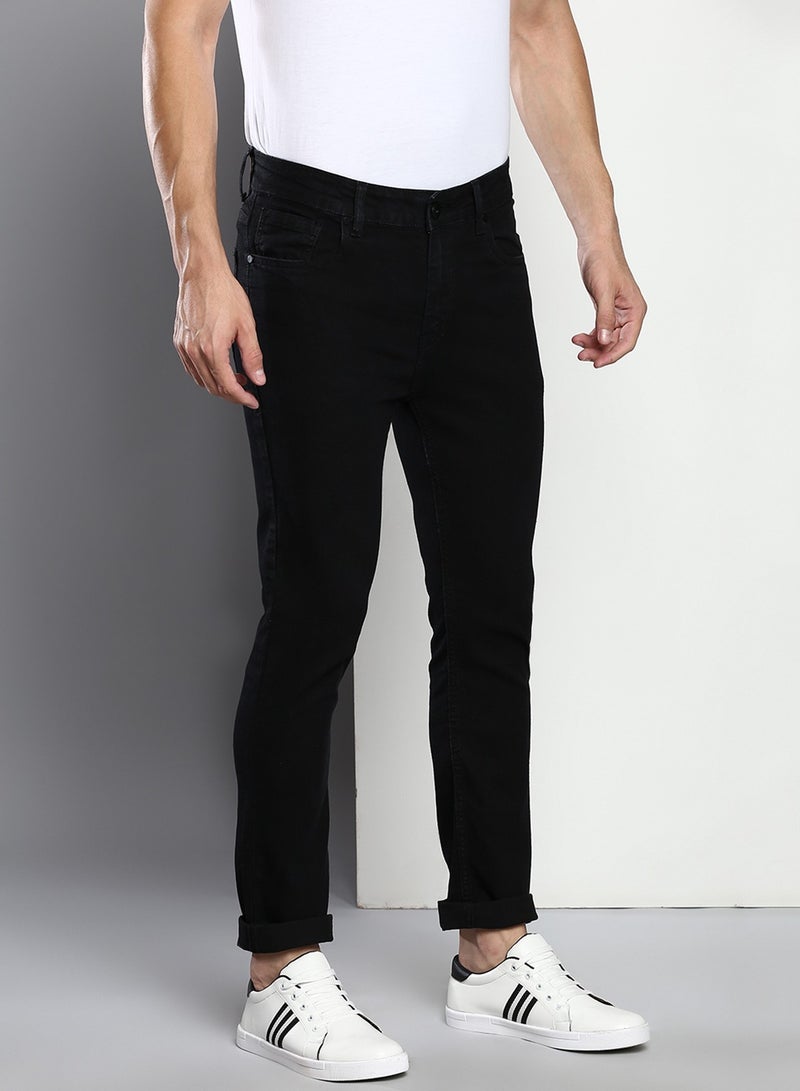 Men's Black Slim Fit Mid Rise Denim Jeans